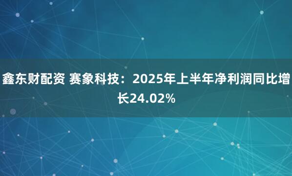 鑫东财配资 赛象科技:2025年上半年净利润同比增长24.02%