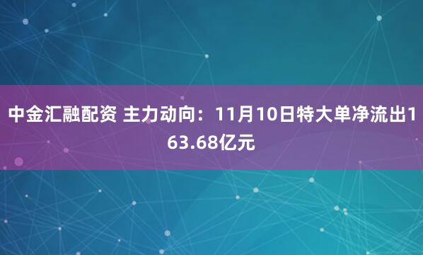 中金汇融配资 主力动向：11月10日特大单净流出163.68亿元